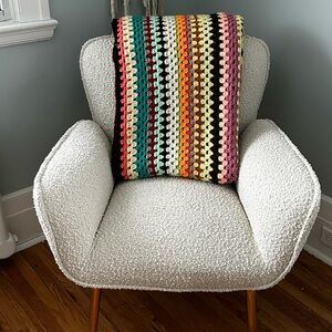 Vintage Hand-Crocheted Granny Square Afghan Blanket | Large Retro Boho Throw